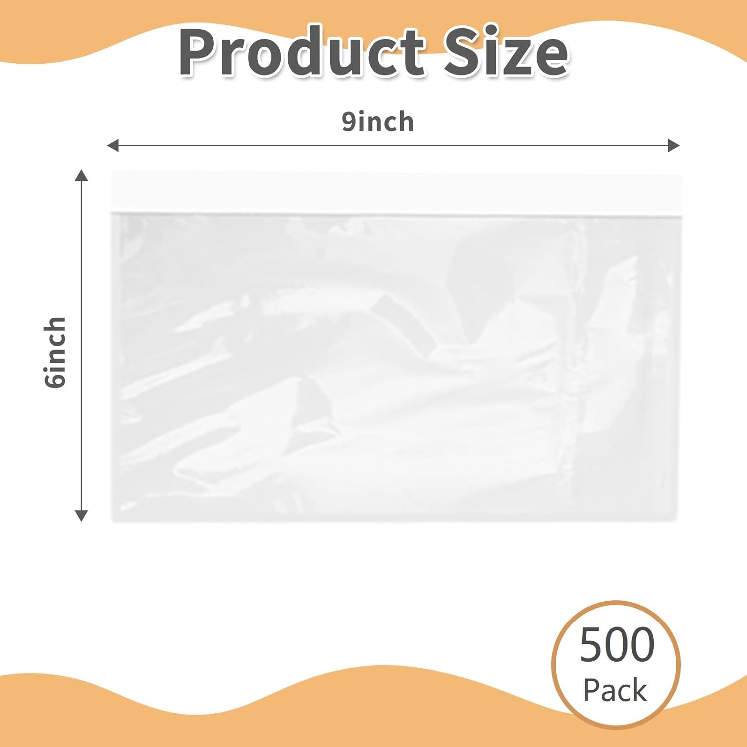 6" x 9" Shipping Label Sleeves Plastic Envelopes Self-Adhesive Top Loading Packing List Envelopes, Clear Mailing Label Pouch for Packages(500 Pack)