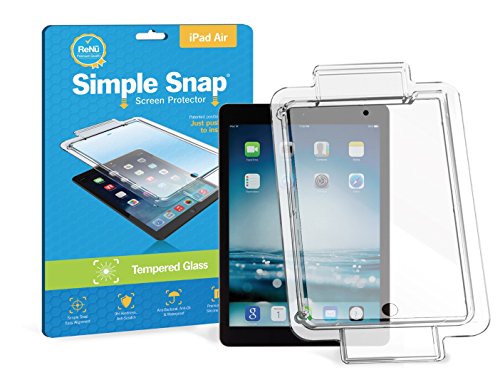 Simple Snap Tempered Glass Screen Protector for Apple iPad Air 1 & 2 High Definition (HD) Oleophobic - Maximum Clarity and Touchscreen Accuracy with