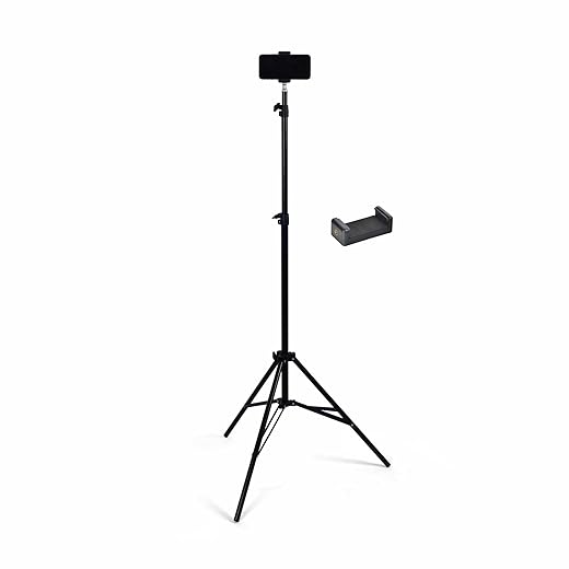 Amazon Basics 7 Feet Tripod Stand with Mobile Phone Holder, Suitable for Mobiles, Lights, Reflectors and Cameras