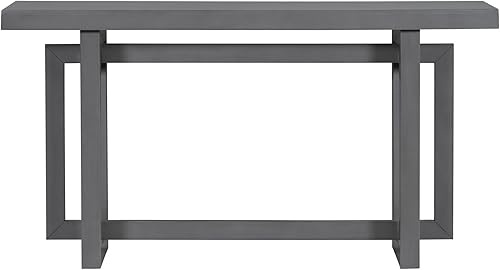 Miniatura 10 de P PURLOVE Mesa consola de granja con parte superior de madera de hormigón de inspiración industrial, mesa de sofá de entrada extra larga para