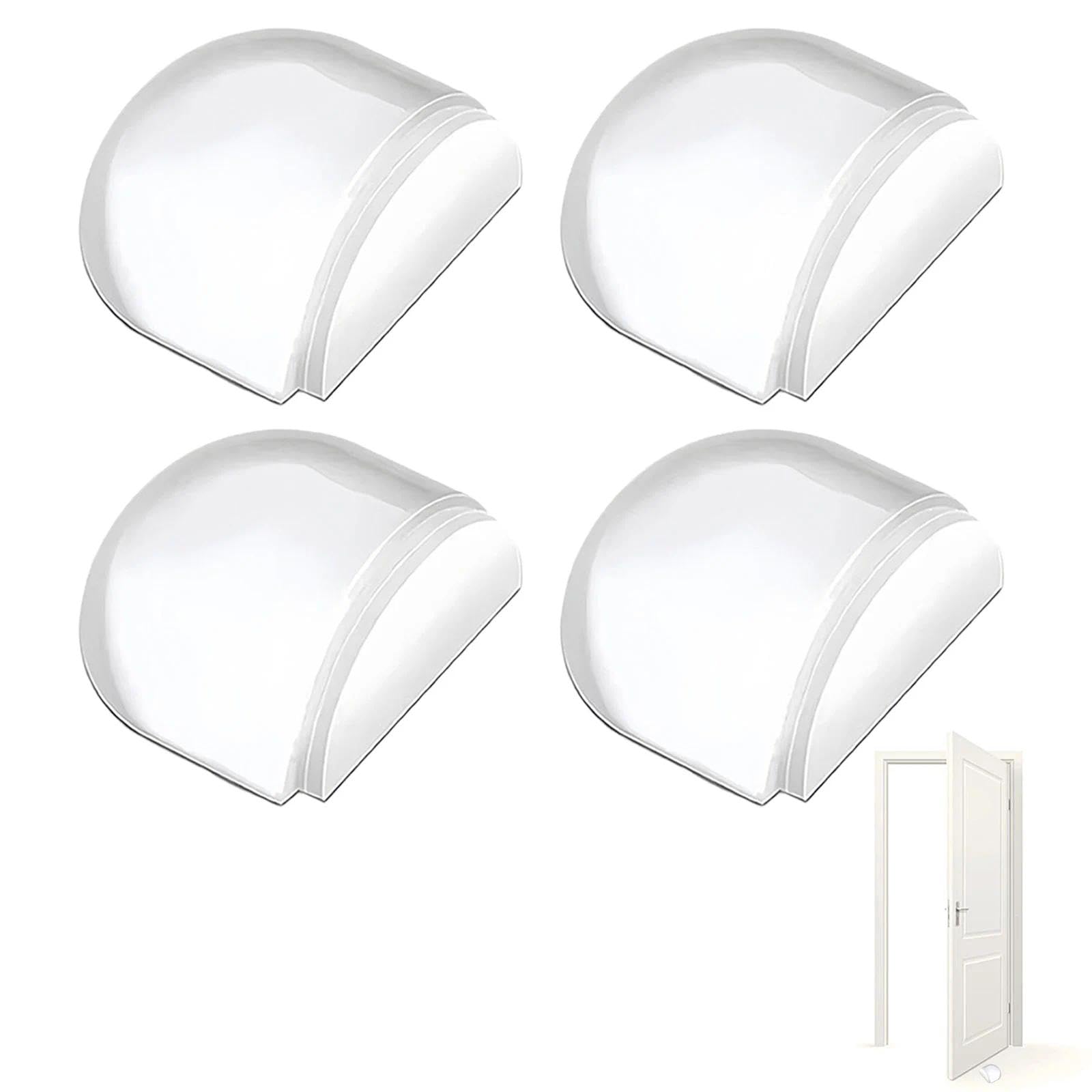 4 Pack Clear Door Stopper, Self Adhesive No Drill Door Bumper, Soft TPE Silent Door Stop, Invisible Transparent Door Stoppers for Wall Protection Fits Most Doors