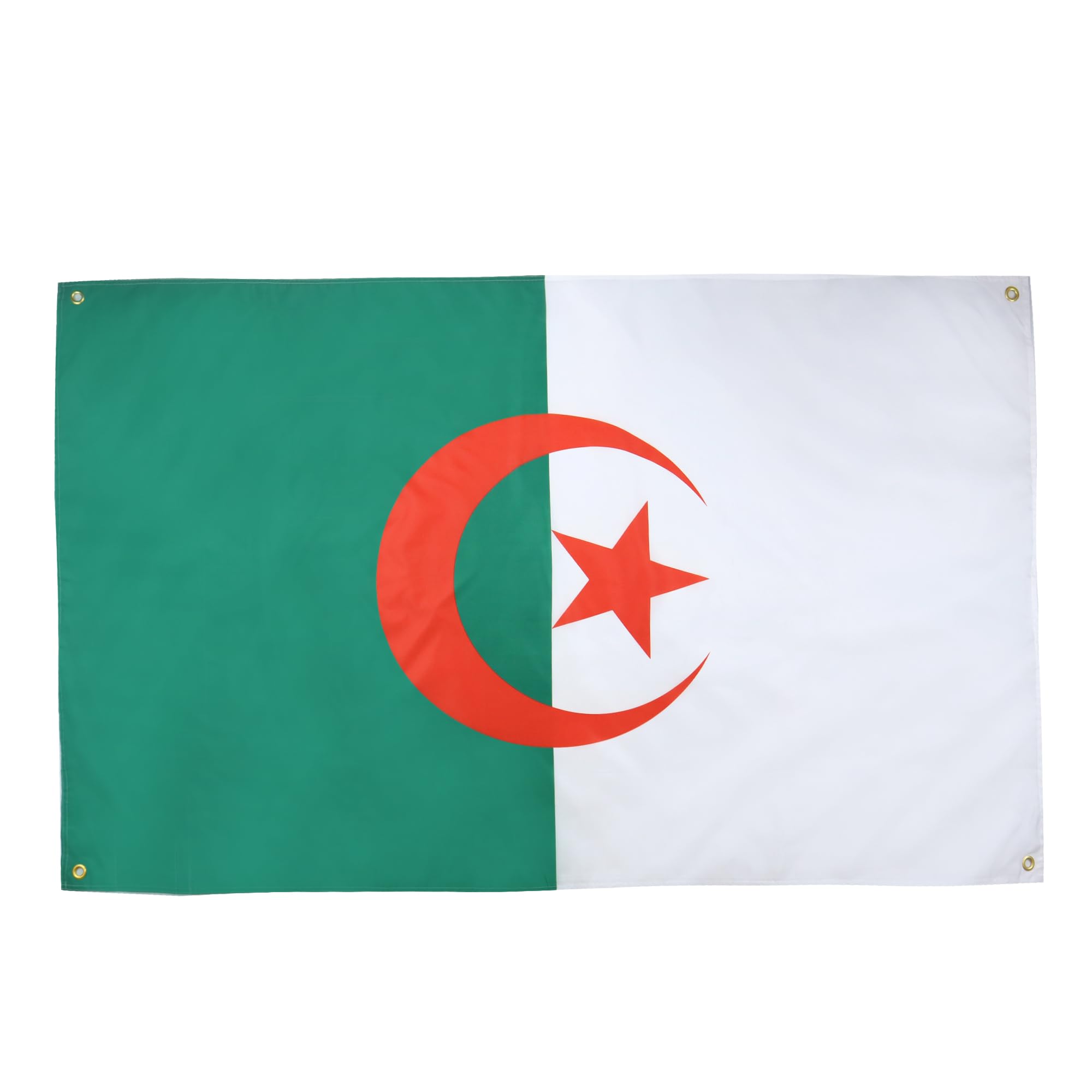 AZ FLAG Algerian Flag 150 x 90 cm with 4 Eyelets for Balcony or Wall, 1 Pièce