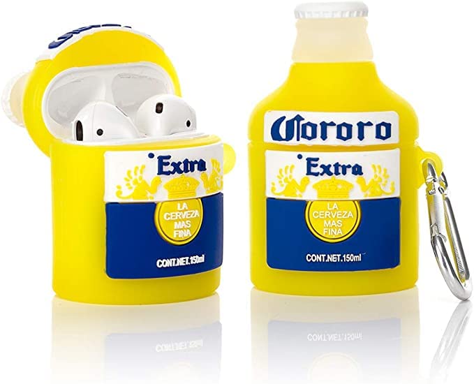 Haristar Airpods 2 &1 Cute Silicone Case Cover with Keychain, 360° Protective Case Compatible with Apple Airpod 1st and 2D Generation case (Corona)