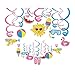 Kristin Paradise 30Ct Pool Hanging Swirl Decorations, Beach Party Supplies, Summer Birthday Theme, Tropical Luau Kids Decor for First 1st Boys Girls Baby Shower, Pink Flamingo Hawaiian Tiki Favors