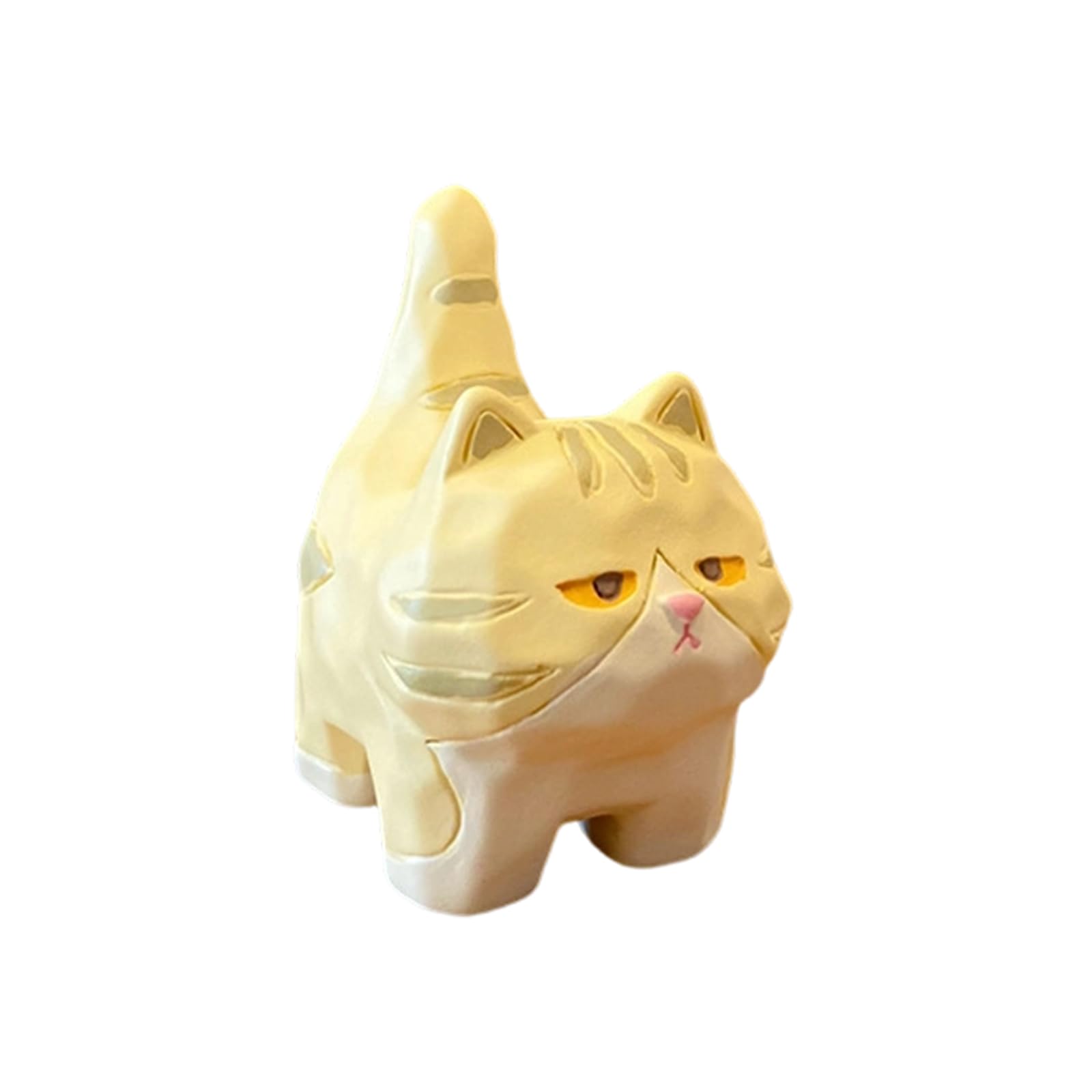 hogtnd Resin Cats Statue Textured Wood Carving Standing Miniature Kitten Figurine Desk Shelf Decor Ornament Desktop Display Stand Decor