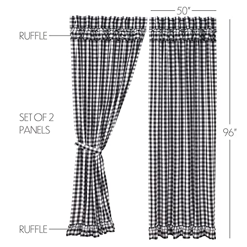 VHC-Brands-Annie-Buffalo-Ruffled-Farmhouse-Curtain-Panels-Check-Black-96×50-Set-of-2 VHC Brands Annie Buffalo Ruffled Farmhouse Curtain Panels Check Black 96×50 Set of 2