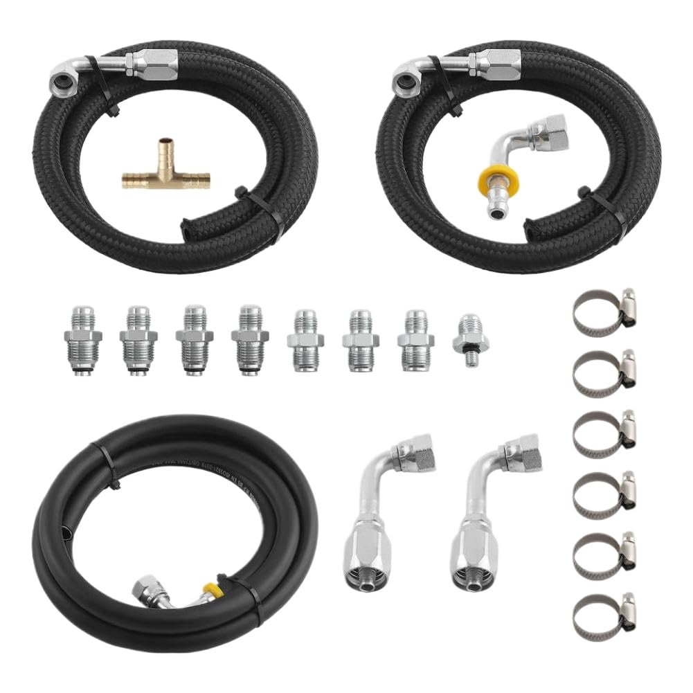 Steering Hose Hookup with 6AN Fitting Compatible with Hydroboost Power Brake Booster