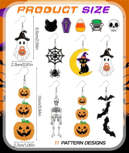 LUYI 11-Pair Halloween Earrings Set - image 2