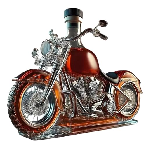 Carafe A Whisky Motorcycle Glass, Carafe Whisky, 300ml Bouteille Whisky Personnalisable,Portable Handcrafted Design, Pour Cadeau Anniversaire Homme, Maison, Cuisine, Bar, Restaurant (1)