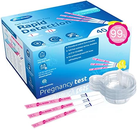 Pregnancy Test Strips Kit, 40-Count Individually Wrapped Pregnancy Test Strips for Early Detection at Home, Fertility Test with Urine Cup, Over 99% Accurate Result, 5mm HCG Test Strip, Wider, Sturdier
