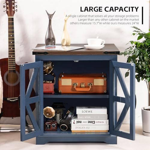 Beroxii END TABLE 24 Inch Large End Tables With Storage, Rustic Square Sofa Beside Table thumb #3
