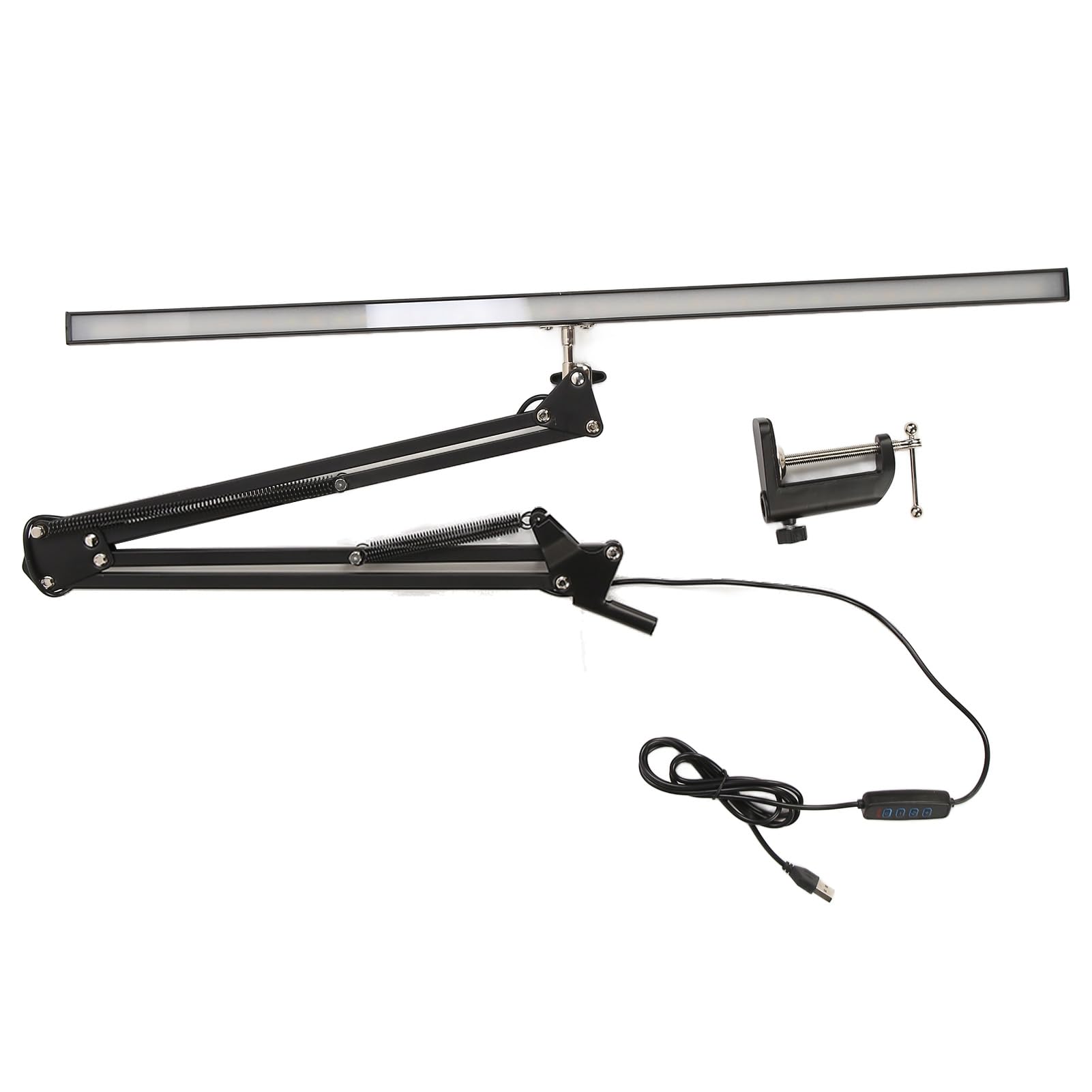 Lampa Biurkowa z Klipsem, ramię Wahadłowe Lampa Biurkowa LED Beauty Składane Ramiona 3 Kolory Regulowane za pomocą Zacisku do Salonu Piękności do Nauki (Czarny zacisk)