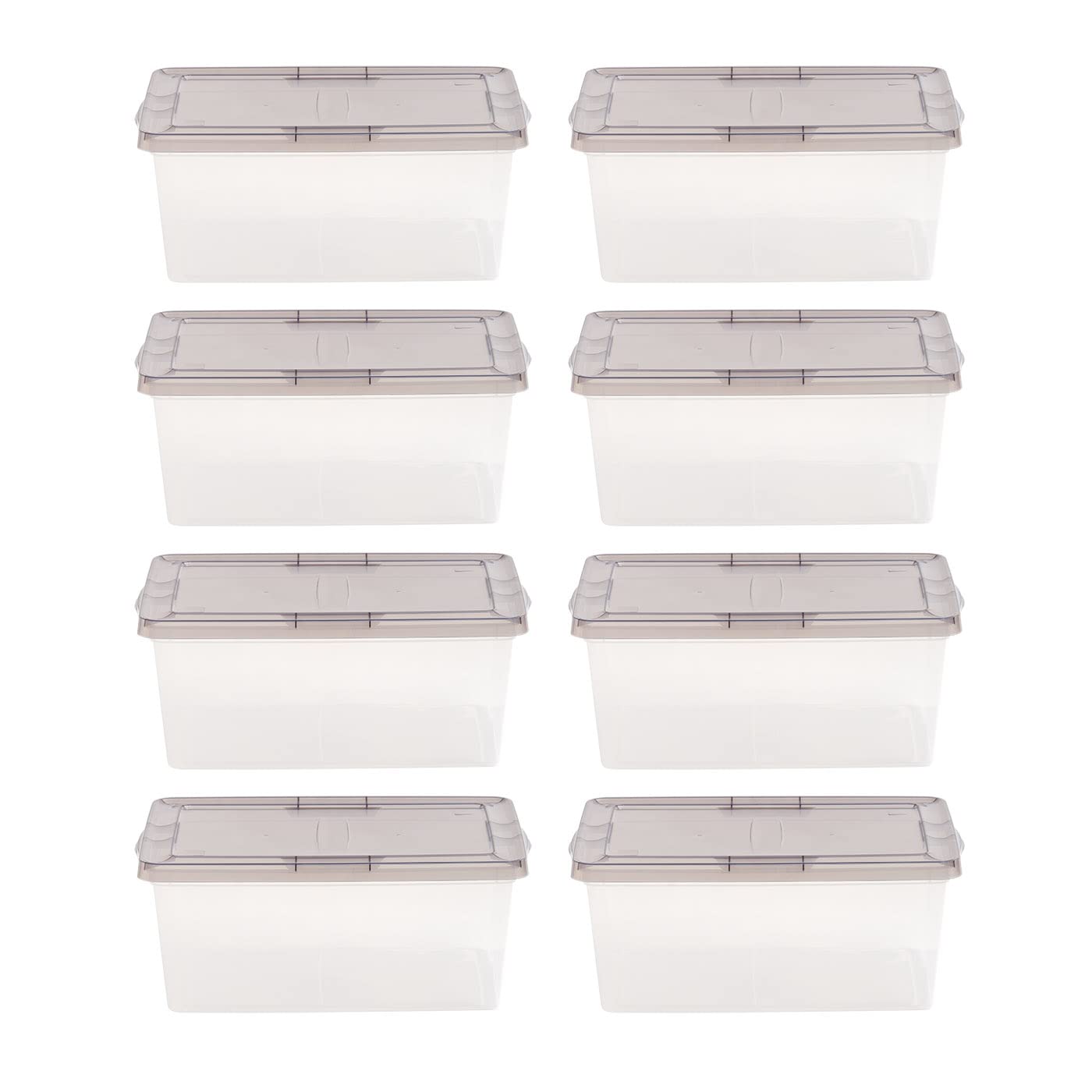 IRIS USA 8 Pack 17 Quart Snap Top Plastic Storage Box