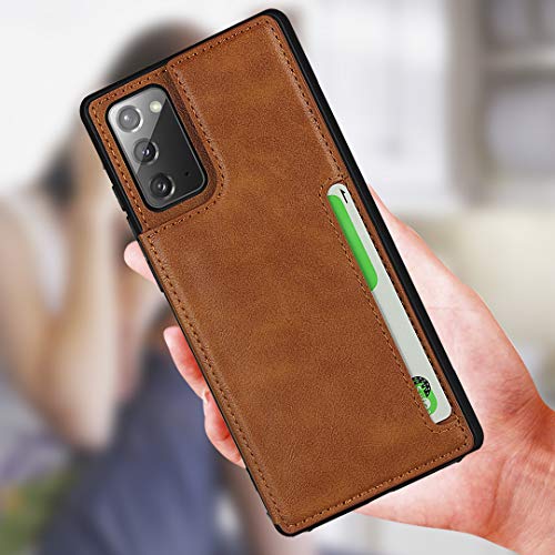 Zouzt Case For Samsung Galaxy Note 20 / Note20 5G Case Wallet Case With Card Holder Hand Strap Premium Pu Leather Case Kickstand, Double Magnetic Clasp Durable Shockproof Back Cover Light Brown #TOP6
