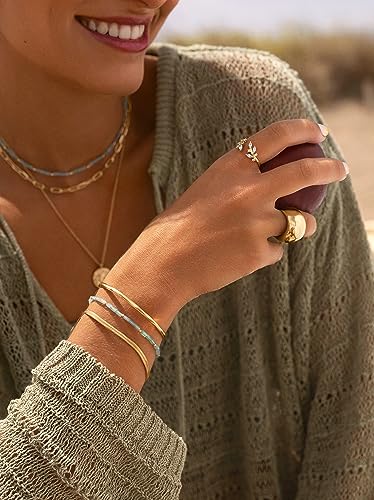 Miniatura 6 de SINGULARU - Pulsera Lisse S. Acero con Acabado en Baño de Oro de 18 Kt. Cadena Plana. Talla Única 16 cm con Alargador 3 cm. Joyas para Mujer