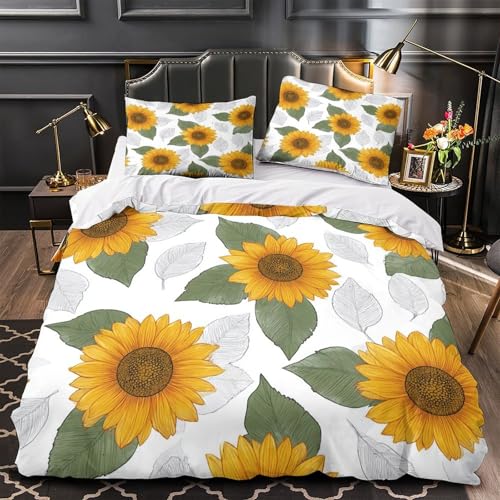 Parure de lit tournesols double pour illuminer votre chambre mansardée en été
