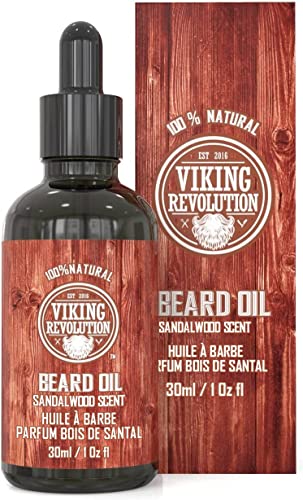 Viking Revolution Huile Barbe Homme 30ml – Huile A Barbe Parfum Bois De Santal Naturel À l’Huile d’Argan Et l’Huile De Jojoba Bio – Huile De Barbe Hydratante & Nourrissante