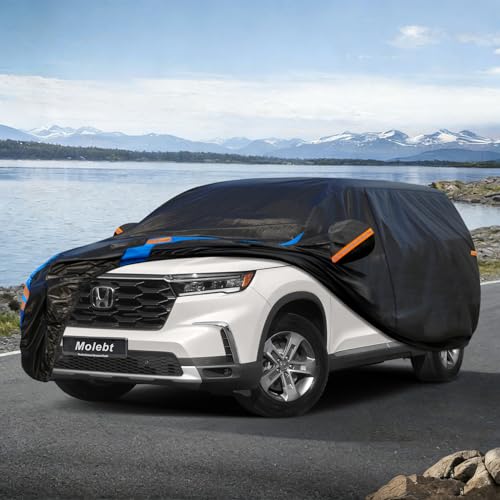 Image of Custom Fit SUV Car Cover for Honda Pilot (2008-2026), Upgraded Waterproof All Weather Outdoor Auto Cover with Driver Door Zipper & Mirror Pockets, UV /Snow /Dust Protection