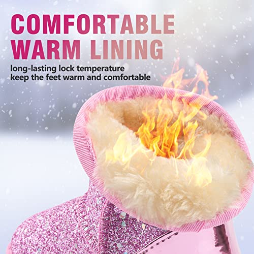 Girls Glitter Snow Boots Toddler/Little Girls Warm Winter Sequin Comfy Cute Durable Outdoor Sparkle Princess Ankle Boots4