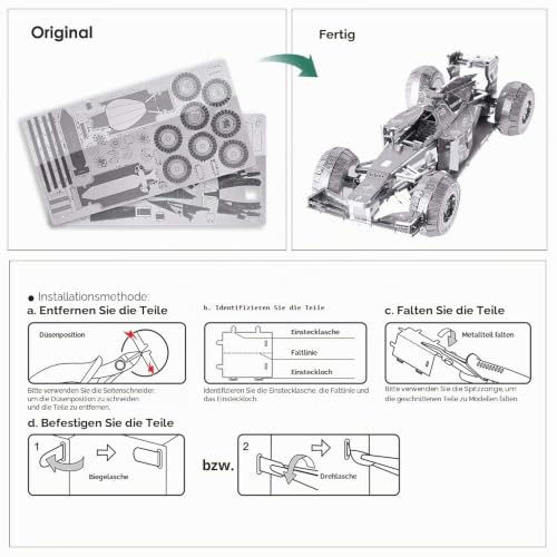 Piececool 3D Puzzle Metall Formel Rennen, 3D Metall Puzzle Automodell für 340 Edelstahl, Ganzes Metal, 1:1 Wiederherstellen Sammlung… – Ansicht 5