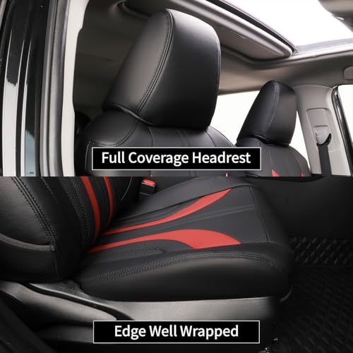 Image of EKR Rav4 Seat Covers Custom Fit for Toyota Rav4 (Hybrid) SE /XSE 2026, Car Seat Cover Full Set for SUV,Factory-Style Upgrade, Easy-Wipe Protection,Faux Leather(Black +Burgundy)