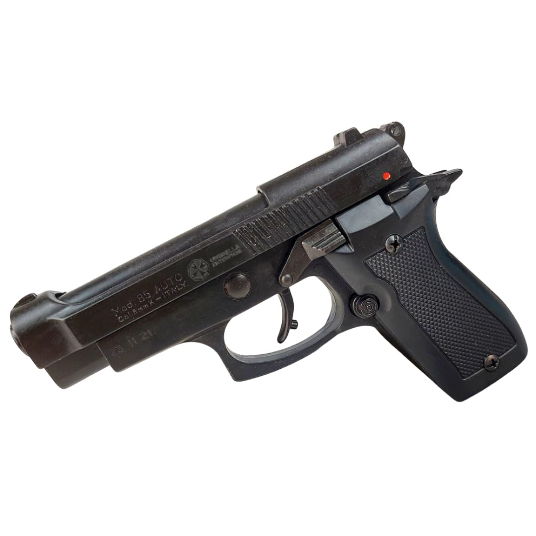 Pistola a Salve Mod. 85 9mm Top Firing, Segnalatore Acustico Scacciacani/Addestramento, Nera - Kit con Olio Ballistol incluso