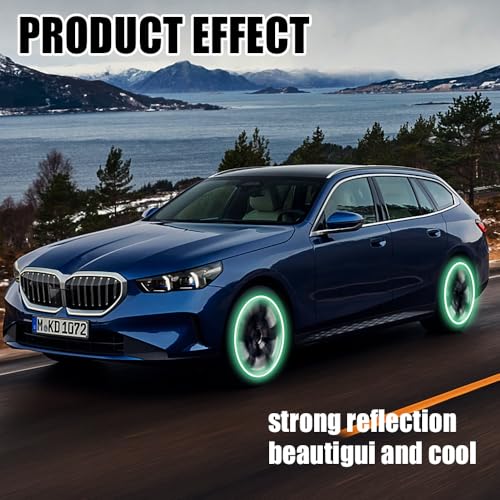 Image of 20PCS Reflective Car Wheel Decorative Stripe Stickers, Car Wheel Decals, Night Safety Warning Car Stickers, Anti-Scratch Reflective Rim Stickers Universal for Cars Motorcycles (Laser Luminous)