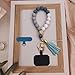Nalefow Phone Lanyard Silicone Beaded Phone Wrist Strap Cute Elastic Cell Phone Wristlet Chain Bracelet with 2 Tether Tab for Phone (Blue)
