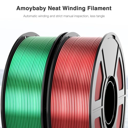 Image of Silk PLA Filament 1.75mm 3D Printer Filament Bundle, Christmas Filament Value Pack 2kg Spool (4.4lbs), Dimensional Accuracy + /- 0.03 mm, Fit Most FDM 3D Printer (Red&Green)