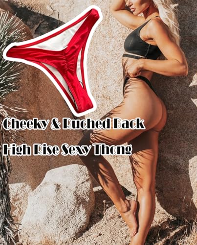 Women Ruched Back Cheeky Bikini Bottom Brazilian Sexy High Cut Swim Bottom High Rise Bathing Suit Bottom3