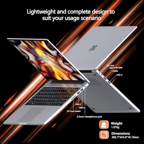 Image of Gaming Laptop,Laptop Computer,16GB DDR4 512GB SSD,16 Inch,with Full Metal Housing,N100CUP(UP to 3.4Ghz),BT,WiFi,3XUSB3.2,Supports Type C Charging,Webcam,5000Mah Battery,Gray