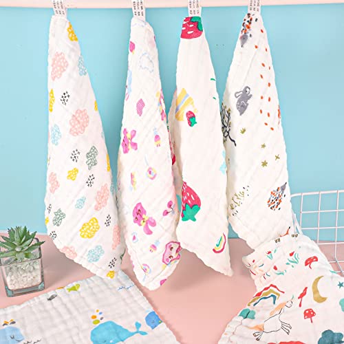 Lanjue 6 Pack Baby Washcloths Muslin for Girls 12x12 Inch Muslin Cloths Baby Face Towel 6 Layers Soft Muslin Squares 100% Cotton Newborn Hand Washcloths Baby Face Cloths Bibs for Baby Girls Pink - Image 2