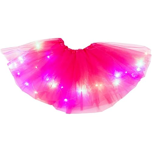 RUIVE Women's 3 Level Mesh Tulle Skirt Princess Skirt Cute Colour Girls Dance Dress with LED Small Bulb Skirt