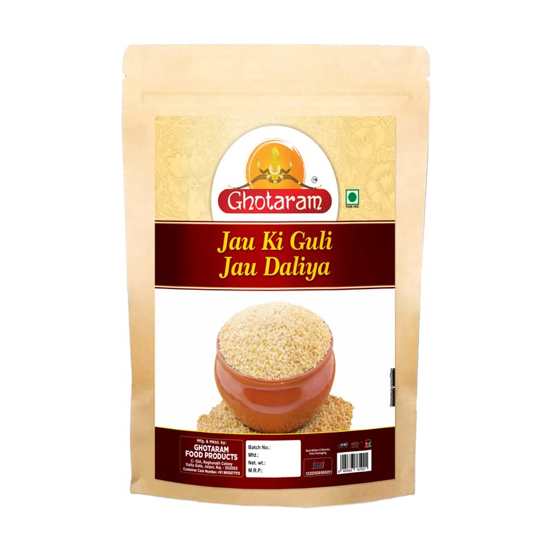 Ghotaram Vegan Broken Barley Jau Daliya | Stone Ground Jao Jow Daliya | Rich Nutritious Broken Cracked Pearl Barley/Cooling summer drink Jau Guli Rabdi Dalia | Pearl Barli joo Porridge-240g