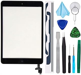 Black Digitizer Repair Kit for iPad Mini 1&2 A1432 A1489 Touch Screen Digitizer Replacement with IC Chip + Home Button + Tools + Pre-Installed Adhesive