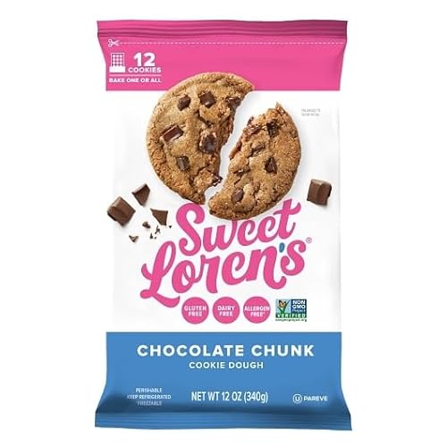 Sweet Lorens Only Simple Inngredients Gluten Free, Chocolate Chunk Place & Bake Cookie Dough, 12 Ounce (Pack of 6)