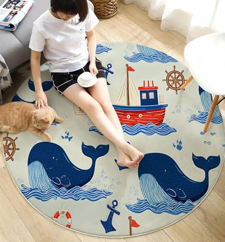 Tapis baleine lavable et antidérapant grand format bleu clair - 6