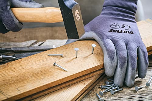 image for DULFINE Safety Work Gloves PU Coated-12 Pairs,Grey Seamless Knit Glove