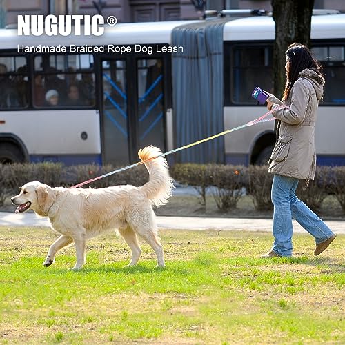 NUGUTIC Dog Leash 5 FT Handmade Braided Cotton Rope Leashes for Small Medium and Large Dogs, New Golden Heavy Duty Metal Clasp, Light Blue by NUGUTIC - Image 7