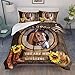 AILONEN Brown Horse Bedding Set Full Size with Sunflowers Retro Wooden Comforter Set, Cowboy Hat Boots Wild West Style Soft Breathable Duvet Set for Teens Boys Adults 3Pcs, 1 Quilt and 2 Pillowcases