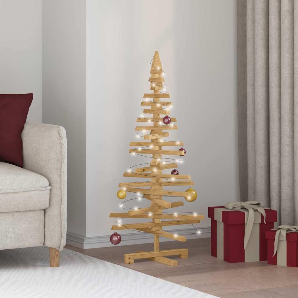 Sapin de Noël en bois 120cm pin massif marron intérieur extérieur protégé