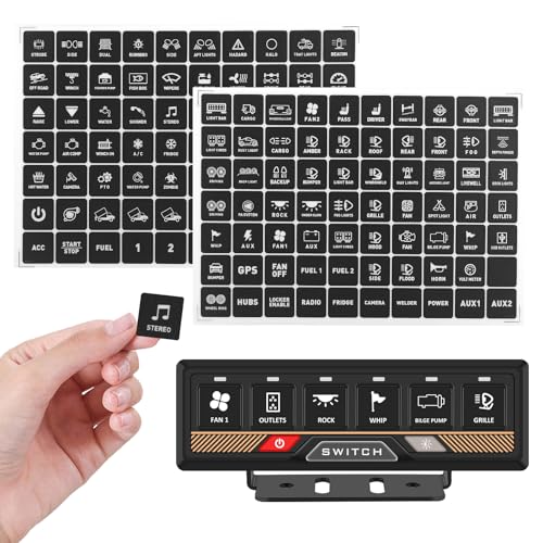 Chelhead Autocollants pour panneaux d'interrupteurs P2-6/8/12 voies, universels, étanches, multifonctions, compatibles avec tableau de bord de voiture,...