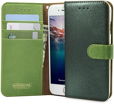iPhone 6S Case, HANSMARE [Calf Flip][Green] Leather Premium Wallet Case- fit by Credit Card Case for iPhone 6/6S 4.7-Forest Green
