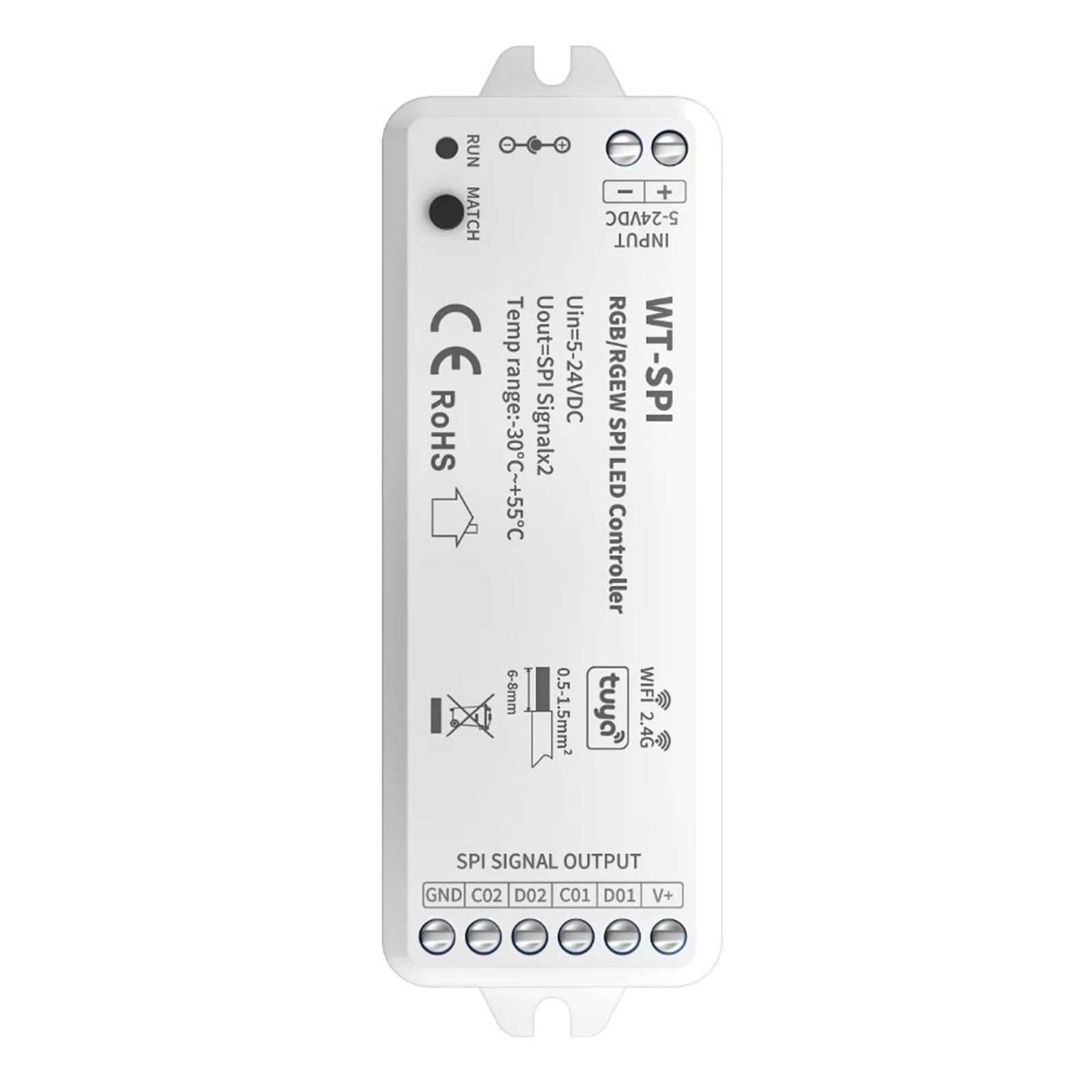 XJEDFTOZD Smart LED Controller 2.4GHz RF Remote Assistance for WS2811 WS2812B WS2815 SK6812 RGBW LED Strip(WT SPI)
