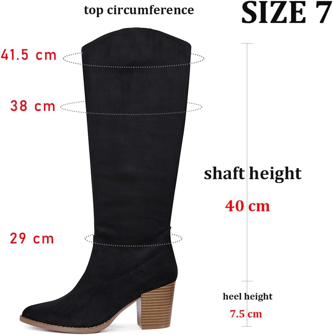 MeiLuSi Womens Knee High Boots Pointed Toe Suede Boots Chunky Heel Faux Slouchy Shoes Tall Fall 2025 Side Zipper - Image 6
