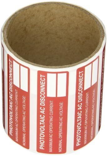 Hellermann Tyton 596-00239 Printable Solar Label, 3.75 X 1.0, PV AC RATING LABEL, Red (Pack of 50) by Hellermann Tyton