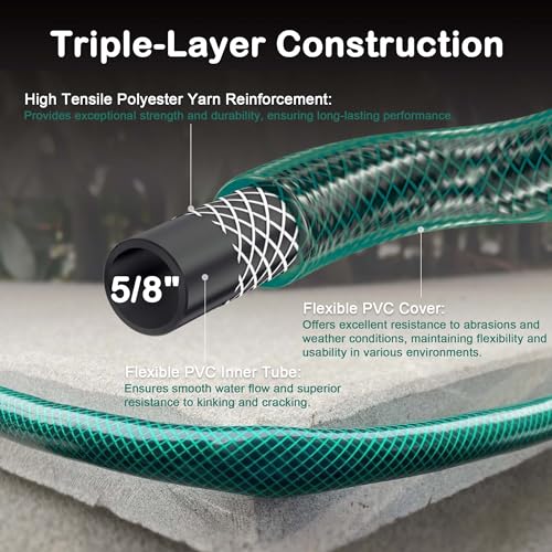 ORGRIMMAR 3FT Flexible Water Hose: 5/8" Heavy Duty Green Hose with Solid Brass Fittings - Lightweight and Durable for Garden and Outdoor - Efficient Irrigation for Gardeners Homeowners - Thumbnail 2