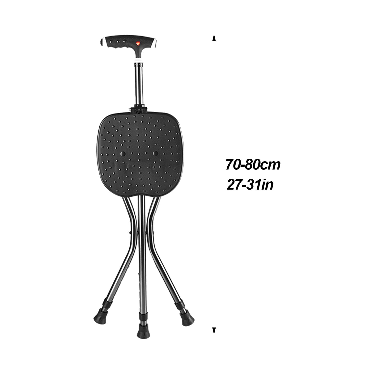 Bastón de Paseo Bastones para Mayores Asiento plegable de bastones Ligero, de altura Silla de muleta ajustable de altura Masaje de masaje Taburete para ancianos, con asas cómodas para caminar, soporte