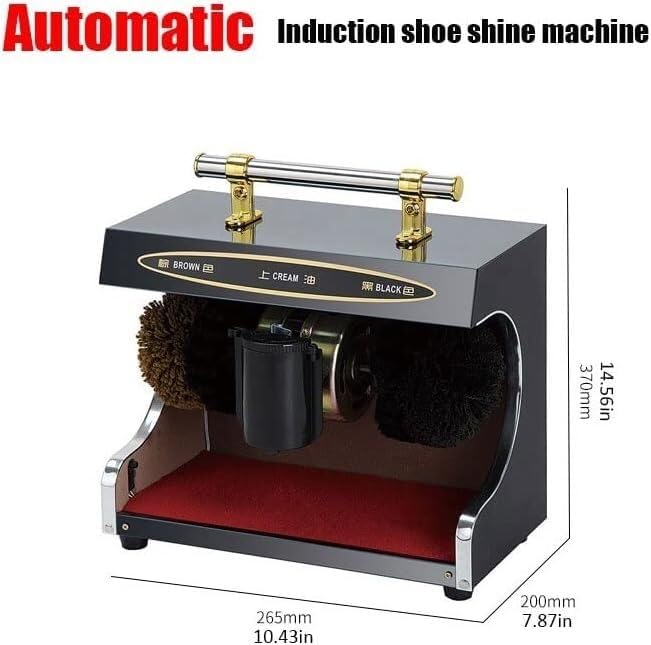 Shoe Polisher Fully Automatic, Stainless Steel Automatic Induction Shoe Polisher Machine,Electric Shoe Cleaner with Double Combination Brush for Hotel Lobby Commercial Bank of