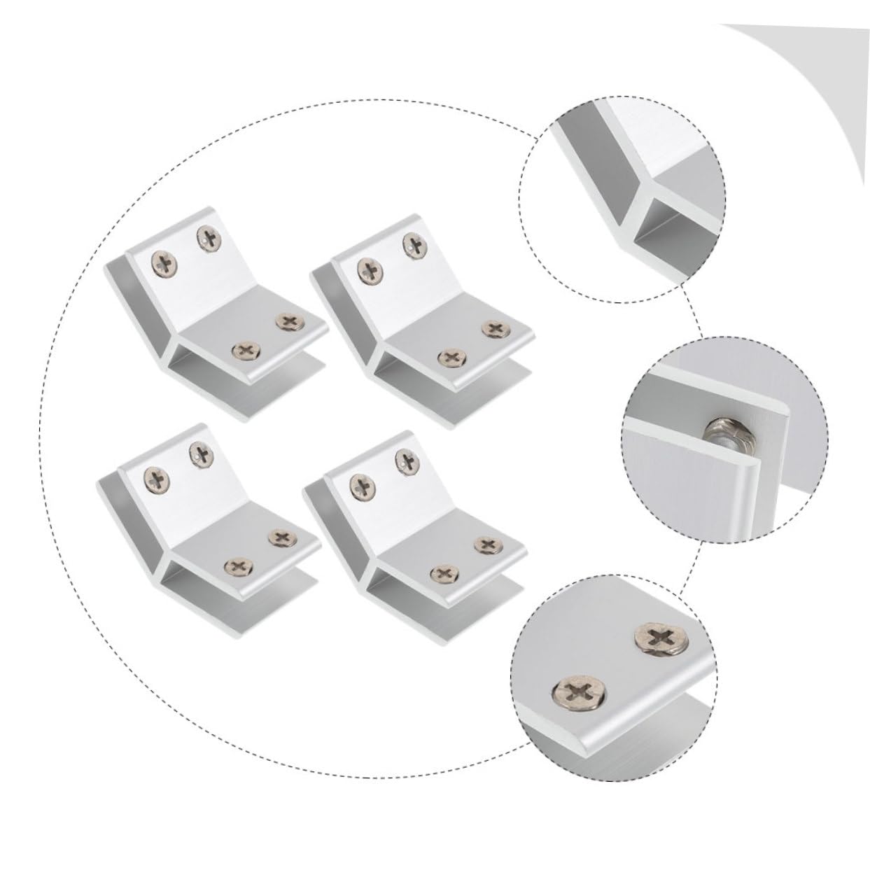 3 juegos de abrazaderas de cristal de ducha, soporte para colgar en la pared, estantes de plástico, soportes de estante de vidrio, abrazadera de armario de vidrio, abrazaderas de metal de vidrio